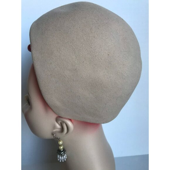 Vtg 1960's Original Design By Madcaps Paris New York Beige Bucket Hat Size S/M - Picture 2 of 8